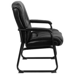 Emma And Oliver 500 Lb. Big & Tall Black LeatherSoft Tufted Side Chair With Sled Base -Home office GUEST 186796b2 2fe9 41c9 825f 42d99fb02f60