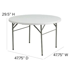 Emma And Oliver 4-Foot Round Bi-Fold Granite White Plastic Event Folding Table With Handle -Home office GUEST 188f440a 4a67 4071 8334 9b78c5c8eabb