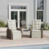 Emma And Oliver Aritzo Set Of 2 Wicker Rattan Patio Recliner Lounge Chairs With Side Flip-Up Tables For Indoor/Outdoor Use