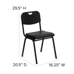 Emma And Oliver Black Plastic Student Classroom Stack Chair With Open Back -Home office GUEST 192d0b85 8dab 4ffc b4f6 29d0a6794a26