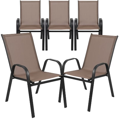 Emma And Oliver 5 Pack. Outdoor Stack Chair With Flex Comfort Material And Metal Frame 14 Emma And Oliver 5 Pack. Outdoor Stack Chair With Flex Comfort Material And Metal Frame - Image 14