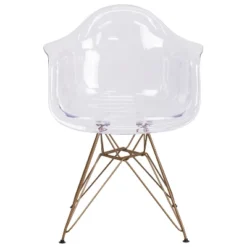 Emma And Oliver 2 Pack Transparent Side Chair With Arms And Gold Base - Accent & Side Chair -Home office GUEST 1980b4e9 4865 4de0 ab20 1c71777f3076
