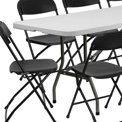 Emma And Oliver 8' Bi-Fold White Plastic Event/Training Folding Table Set W/ 10 Folding Chairs 6 Emma And Oliver 8' Bi-Fold White Plastic Event/Training Folding Table Set W/ 10 Folding Chairs - Image 6