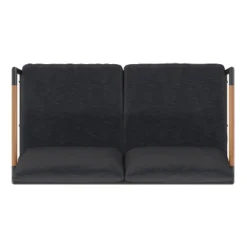 Emma And Oliver Aluminum Frame Loveseat With Teak Arm Accents And Plush Cushions -Home office GUEST 19e0110c b7e2 48c7 936a f9203d990044