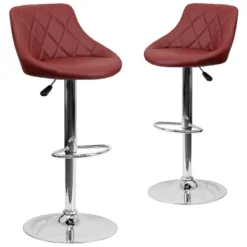 Emma And Oliver 2 Pack Contemporary Vinyl Bucket Seat Adjustable Height Barstool With Diamond Pattern Back And Chrome Base -Home office GUEST 1a645363 c187 4a69 a492 11f9bf7f8481