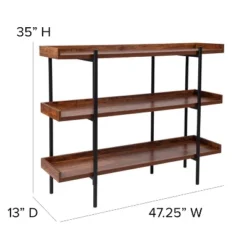 Emma And Oliver 3 Shelf 35"H Storage Display Unit Bookcase In Rustic Wood Grain Finish -Home office GUEST 1a6ae589 821e 4b82 8848 7dc994fb9ce6
