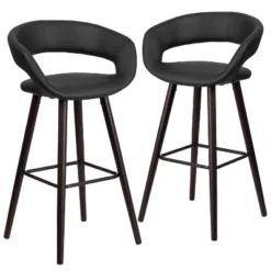 Emma And Oliver 2 Pk. 29'' High Contemporary Vinyl Barstool With Cappuccino Wood Frame -Home office GUEST 1b0f565b cd8c 4ddf 9d43 31b93cd5d852