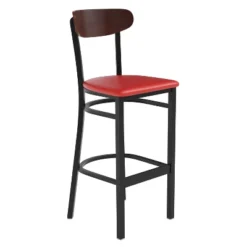 Emma And Oliver Industrial Barstool With Rolled Steel Frame And Solid Wood Seat - 500 Lbs. Static Weight Capacity -Home office GUEST 1b56ec0f e9d7 4fdc 8b36 7f39d9bd49ea