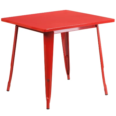Emma And Oliver Commercial Grade 31.5" Square Colorful Metal Indoor-Outdoor Dining Table 11 Emma And Oliver Commercial Grade 31.5" Square Colorful Metal Indoor-Outdoor Dining Table - Image 11