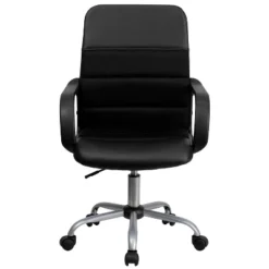 Emma And Oliver Mid-Back Black LeatherSoft And Mesh Swivel Task Office Chair With Arms -Home office GUEST 1b809bfe 8545 4cd5 8cbb e5698d4c4c34