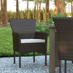 Emma And Oliver Set Of 4 Modern Wicker Patio Chairs With Removable Cushions For Indoor And Outdoor Use -Home office GUEST 1ba1de15 4cc7 4201 95e5 762eecd0438e