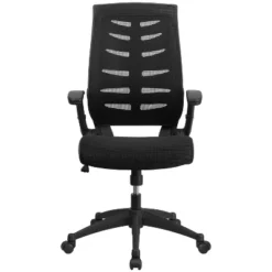 Emma And Oliver High Back Black Mesh Swivel Ergonomic Office Chair With Adjustable Flip-Up Arms -Home office GUEST 1ce91668 7089 4a0e 8b55 f3f2c8b2ed5e