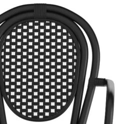 Emma & Oliver Colmar Set Of Four Indoor/Outdoor Stacking Thonet Bistro Style Chairs With Arms, PE Rattan Seat And Finished Metal Frame -Home office GUEST 1d9601de 7757 490d 8a7e d3fb8e4b54d9