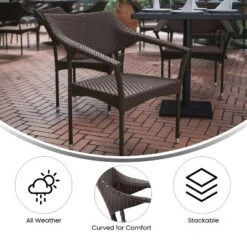 Emma And Oliver Modern All-Weather Patio Dining Chair With Fade And Weather Resistant PE Rattan And Reinforced Steel Frame -Home office GUEST 1e256b45 d5e7 4309 bd56 a8b3009f7090