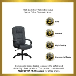 Emma And Oliver High Back Fabric Executive Swivel Office Chair With Arms -Home office GUEST 1f02a09d 8a5a 467e 99cb a9293e464396