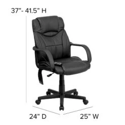 Emma And Oliver Mid-Back Ergonomic Massaging Black LeatherSoft Executive Swivel Office Arm Chair -Home office GUEST 1f8bae32 ee9c 48c9 88a1 5e619ef0c8b6