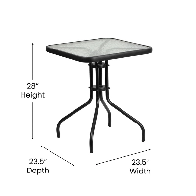 Emma And Oliver 23.5" Square Tempered Glass Metal Table 3 Emma And Oliver 23.5" Square Tempered Glass Metal Table - Image 3