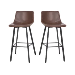 Emma And Oliver Set Of Two 30" Modern Upholstered Barstools, Matte Metal Frames And Plastic Floor Glides -Home office GUEST 200edd9a 8c39 4153 bf64 116d380f316d