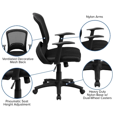 Emma And Oliver Mid-Back Designer Black Mesh Swivel Task Office Chair With Arms 2 Emma And Oliver Mid-Back Designer Black Mesh Swivel Task Office Chair With Arms - Image 2