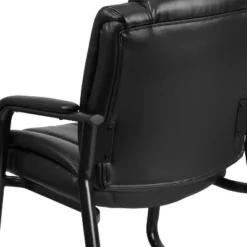 Emma And Oliver 500 Lb. Big & Tall Black LeatherSoft Tufted Side Chair With Sled Base -Home office GUEST 21c8e76c 5039 4f07 b150 00425cd00fac