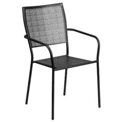 Emma And Oliver Commercial Grade 35.25" Round Metal Garden Patio Table Set, 4 Square Back Chairs -Home office GUEST 221d10ef dc4d 462a 9eb9 becbcb04451b