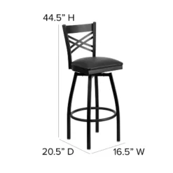 Emma And Oliver Black "X" Back Swivel Metal Restaurant Dining Barstool -Home office GUEST 224b0d4b 2b69 4cbc a1fc b86f95efd1eb