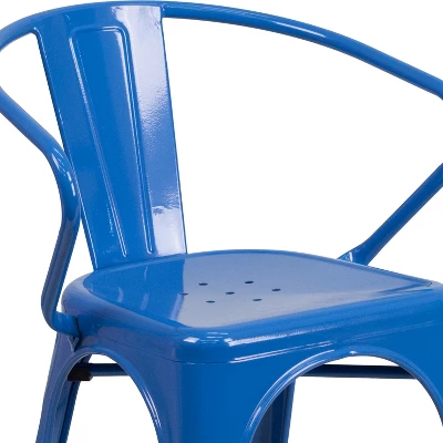 Emma And Oliver Commercial Grade 4 Pack Metal Indoor-Outdoor Chair With Arms 6 Emma And Oliver Commercial Grade 4 Pack Metal Indoor-Outdoor Chair With Arms - Image 6