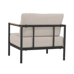 Emma And Oliver Aluminum Frame Patio Chair With Teak Arm Accents And Plush Cushions -Home office GUEST 22f8da0a 8637 4018 bffa 2909b55c7f55