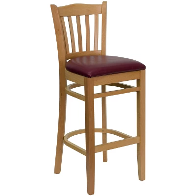Emma And Oliver 2 Pack Vertical Slat Back Wooden Restaurant Barstool 5 Emma And Oliver 2 Pack Vertical Slat Back Wooden Restaurant Barstool - Image 5