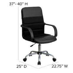 Emma And Oliver Mid-Back Black LeatherSoft And Mesh Swivel Task Office Chair With Arms -Home office GUEST 23b8bdbe 4665 463a bb0c 66b7d6e5dace