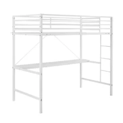 Emma And Oliver Metal Loft Bed Frame With Desk, Protective Guard Rails And Ladder For Kids, Teens And Adults -Home office GUEST 241bf851 1f84 42ed a178 199efccc0a35