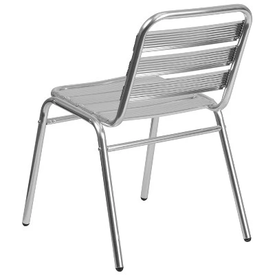Emma And Oliver Aluminum Indoor-Outdoor Stack Chair With Triple Slat Back 6 Emma And Oliver Aluminum Indoor-Outdoor Stack Chair With Triple Slat Back - Image 6