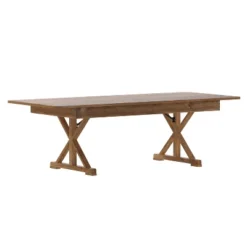 Emma And Oliver 8' X 40" Rectangular Solid Pine Folding Farm Table With Crisscross Legs -Home office GUEST 24746d90 402f 429d b21b f20cd59d9cd9