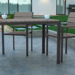 Emma And Oliver 55" X 31" Outdoor Dining Table With Faux Teak Poly Slat Top And Metal Frame 15 Emma And Oliver 55" X 31" Outdoor Dining Table With Faux Teak Poly Slat Top And Metal Frame -Home office GUEST 261c9344 dfe5 4577 a918 1352b0a38f19