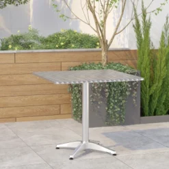 Emma And Oliver 31.5" Square Aluminum Indoor-Outdoor Table