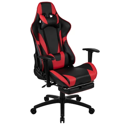 Emma And Oliver Racing Gaming Ergonomic Chair With Reclining Back, Footrest In Red LeatherSoft 13 Emma And Oliver Racing Gaming Ergonomic Chair With Reclining Back, Footrest In Red LeatherSoft - Image 13