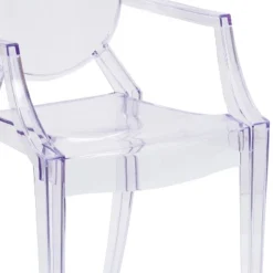 Emma And Oliver Oval Back Ghost Chair With Arms In Transparent Crystal -Home office GUEST 28ec5429 ed65 4576 aa69 3018987e9987