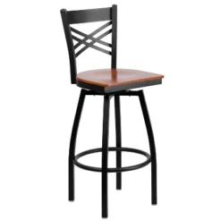 Emma And Oliver Black "X" Back Swivel Metal Restaurant Dining Barstool -Home office GUEST 2a2bd5a4 6fca 4ef9 9b26 45caa1aae2da