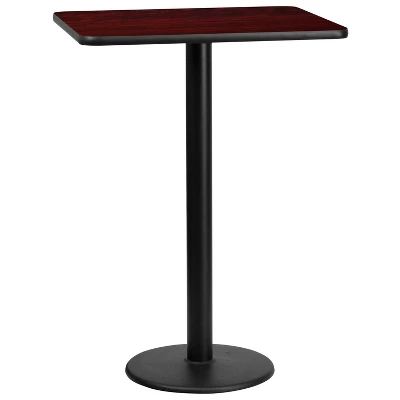 Emma And Oliver 24"x30" Rectangular Laminate Bar Table With 18" Round Base 2 Emma And Oliver 24"x30" Rectangular Laminate Bar Table With 18" Round Base - Image 2