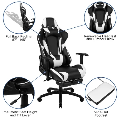 Emma And Oliver Racing Gaming Ergonomic Chair With Reclining Back, Footrest In Red LeatherSoft 4 Emma And Oliver Racing Gaming Ergonomic Chair With Reclining Back, Footrest In Red LeatherSoft - Image 4