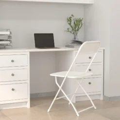 Emma And Oliver 4 Pack Of All-Weather, Extra Wide Contoured Plastic Folding Chairs With Metal Frame And 650 Lb. Static Weight Capacity -Home office GUEST 2de33eee 487e 4687 91b3 08e0c36fc94d