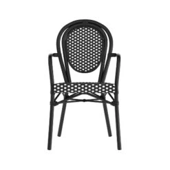 Emma & Oliver Colmar Set Of Four Indoor/Outdoor Stacking Thonet Bistro Style Chairs With Arms, PE Rattan Seat And Finished Metal Frame -Home office GUEST 2e5374b8 06bd 4ed1 b14f d050980f6f4e