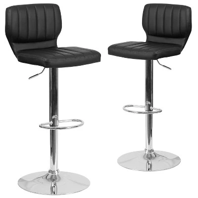 Emma And Oliver 2 Pack Contemporary Vinyl Adjustable Height Barstool With Vertical Stitch Back And Chrome Base 15 Emma And Oliver 2 Pack Contemporary Vinyl Adjustable Height Barstool With Vertical Stitch Back And Chrome Base - Image 15