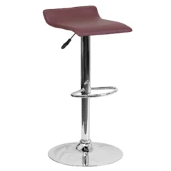 Emma And Oliver Solid Wave Seat Vinyl Adjustable Height Barstool With Chrome Base -Home office GUEST 2f9d8ce4 ccd5 48f0 b1d0 b8516e76f83a