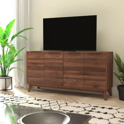 Emma And Oliver Dark Walnut Mid-Century Modern Buffet/TV Stand With Soft Close Doors & Shelving 1 Emma And Oliver Dark Walnut Mid-Century Modern Buffet/TV Stand With Soft Close Doors & Shelving