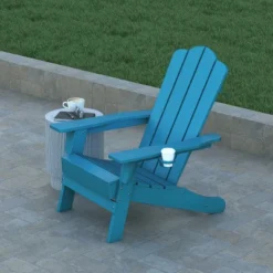 Emma And Oliver Adirondack Chair With Cup Holder, Weather Resistant HDPE Adirondack Chair -Home office GUEST 2fe000ab 2269 418b 9c74 8c9b276095f5