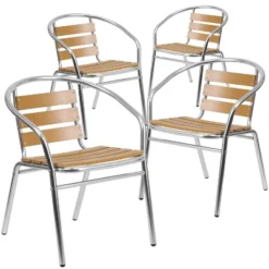 Emma And Oliver 4 Pack Commercial Aluminum Indoor-Outdoor Stack Chair - Triple Slat Faux Teak Back 21 Emma And Oliver 4 Pack Commercial Aluminum Indoor-Outdoor Stack Chair - Triple Slat Faux Teak Back -Home office GUEST 307829c5 1824 4902 b1fc 3739d583230d