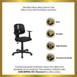 Emma And Oliver Pivot Back Mesh Swivel Task Office Chair With Arms -Home office GUEST 30cc4089 b237 4875 9011 82ba258a9f9b
