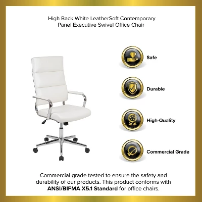 Emma And Oliver High Back LeatherSoft Contemporary Panel Executive Swivel Office Chair 12 Emma And Oliver High Back LeatherSoft Contemporary Panel Executive Swivel Office Chair - Image 12