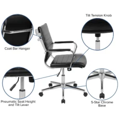 Emma And Oliver Mid-Back LeatherSoft Ribbed Executive Swivel Office Chair - Desk Chair 17 Emma And Oliver Mid-Back LeatherSoft Ribbed Executive Swivel Office Chair - Desk Chair -Home office GUEST 31260bfc 7e35 4545 a219 20153d4ac0ba